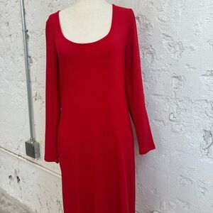 Banana Republic Red Scoop Neck Long Sleeve Dress
